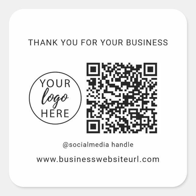Sticker Carré Logo simple d'entreprise et code QR (Devant)