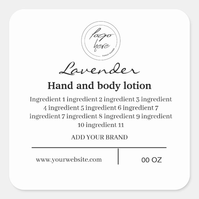 Sticker Carré Logo simple ingrédients noirs et blancs (Devant)