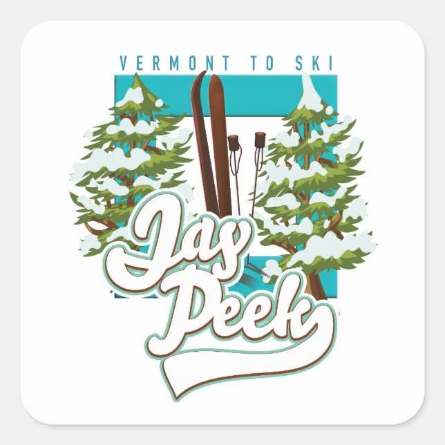 Sticker Carré Logo ski Jay Peek Vermont (Devant)