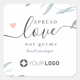 Sticker Carré Logo Spread Love Hand Sanitizer Blue Greenery