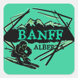 Sticker Carré Logo turquoise de Banff Alberta Canada