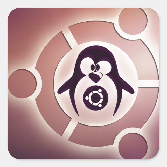 Sticker Carré Logo Ubuntu Linux Circle of Friends avec Tux (Devant)