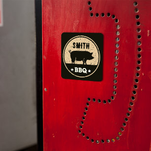 Sticker Carré Logo vintage BBQ Black Tan Pig Perdu