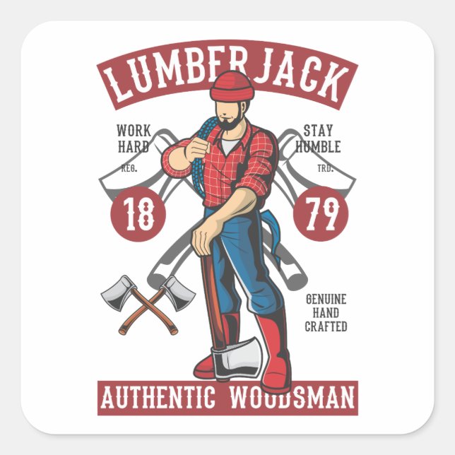Sticker Carré Logo vintage Lumberjack (Devant)