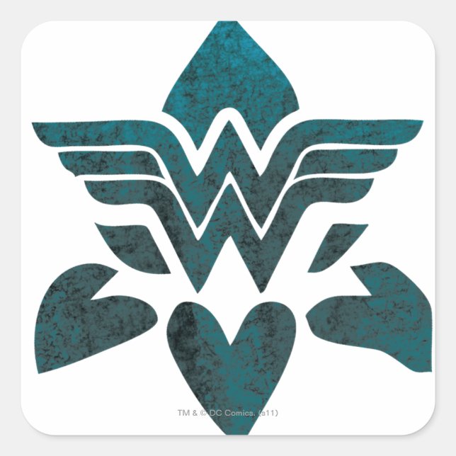 Sticker Carré Logo Wonder Woman Grunge (Devant)