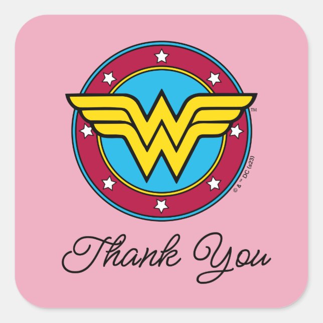 Sticker Carré Logo Wonder Woman | Nouveau bébé bientôt (Devant)