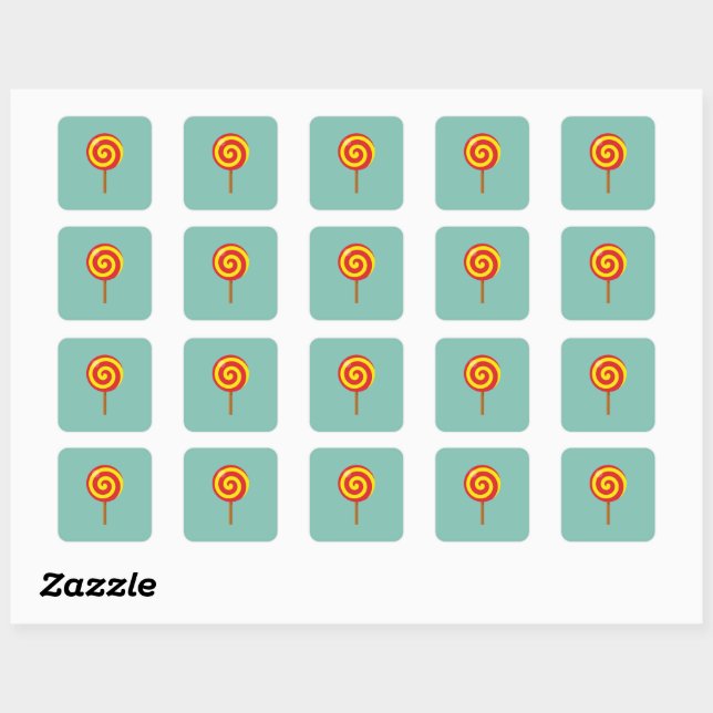 Sticker Carré Lollipop rouge spirale (Feuille)