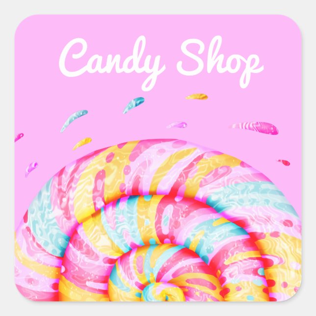 Sticker Carré Lollipop Sweet Candy Shop Illustration maison (Devant)