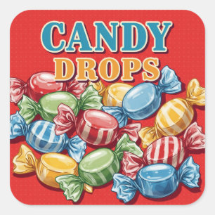 Sticker Carré Lollipops, Poster vintage par Natasha Us