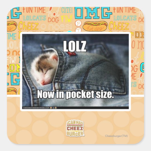 Sticker Carré LOLZ maintenant dans la taille de poche (Devant)