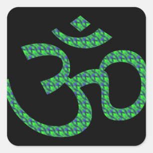 Sticker Carré L'OM modelé vert-bleu ou l'Aum ॐ.png