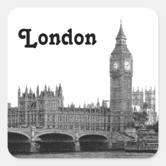 Sticker Carré Londres Angleterre Royaume-Uni Skyline Etché