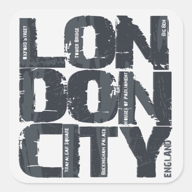 Sticker Carré Londres, Angleterre Typographie (Devant)