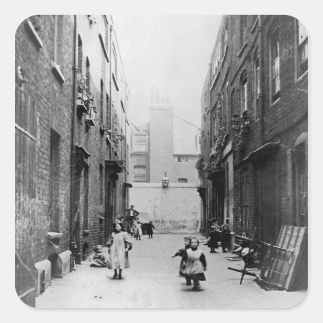 Sticker Carré Londres Slums, 1899 (Devant)