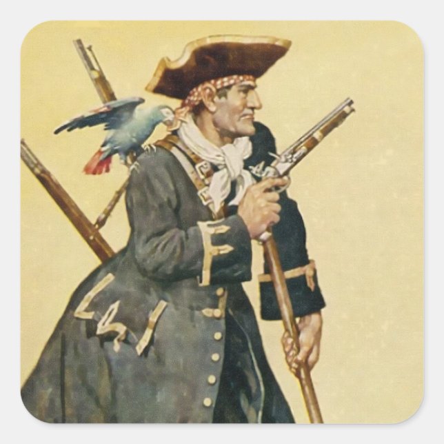Sticker Carré « Long John Silver » de « L'Île au trésor » (Devant)