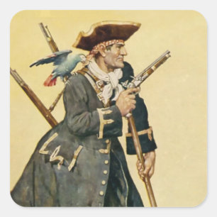 Sticker Carré « Long John Silver » de « L'Île au trésor »