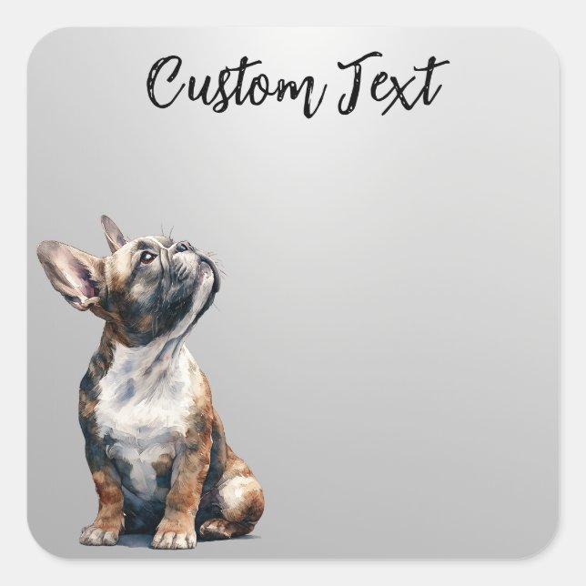 Sticker Carré Looking Up Puppy-6 | Personalized Custom Text (Devant)