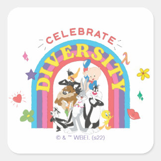 Sticker Carré LOONEY TUNES™ - Celebrate Diversity Pride Rainbow