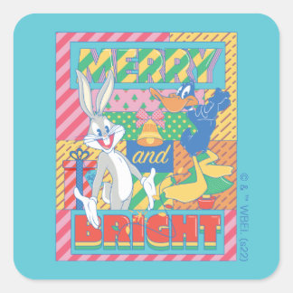 Sticker Carré LOONEY TUNES™ | Noël joyeux et lumineux
