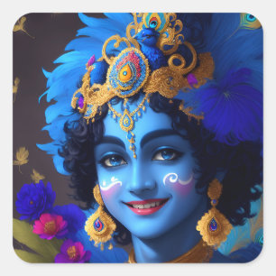 Sticker Carré Lord Krishna Indian God Deity