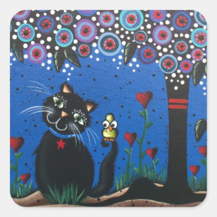 Sticker Carré Lori Everett_ Jour Des Morts, Chat Noir, Beau Art