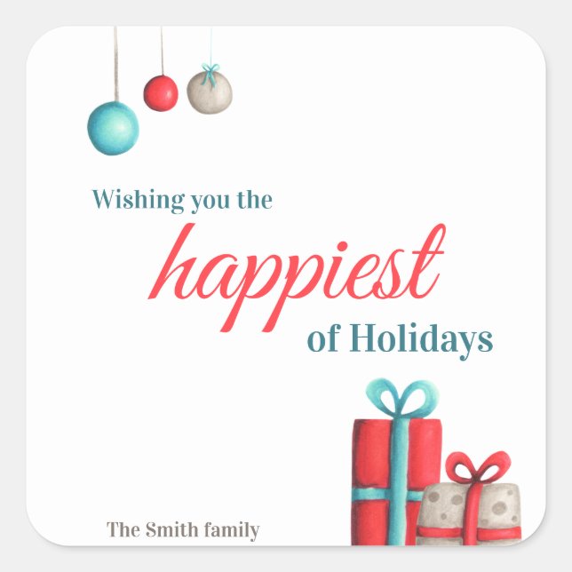 Sticker Carré L'ornement festif présente Noël (Devant)