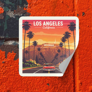 Sticker Carré Los Angeles vintage Californie