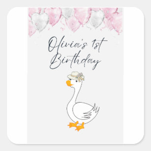 Sticker Carré Lot d'autocollants pour 1er anniversaire   Canard 