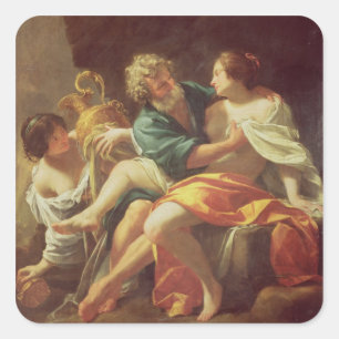 Sticker Carré Lot et ses filles, c.1630 (huile sur toile)