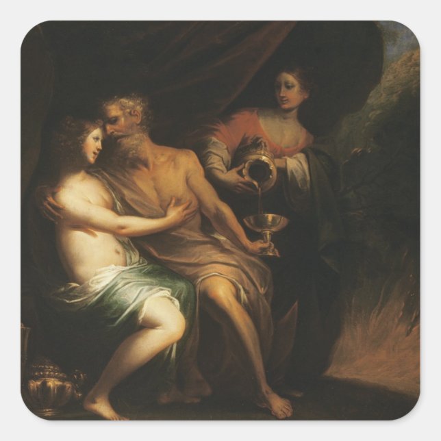 Sticker Carré Lot et ses filles (huile sur toile) 3 (Devant)