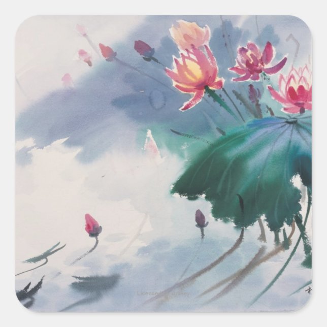 Sticker Carré Lotus dans l'étang (Devant)