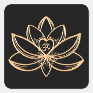 Sticker Carré Lotus d'or
