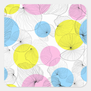 Sticker Carré Lotus Feuille Colorful Spots Motif