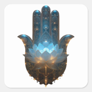 Sticker Carré Lotus Illumination Conception de la main Hamsa