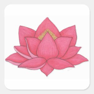 Sticker Carré Lotus rose