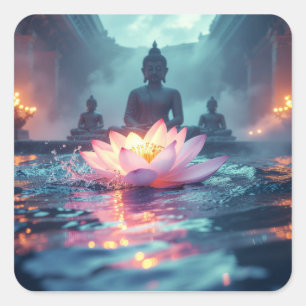 STICKER CARRÉ LOTUS - ZEN BOUDDHISME