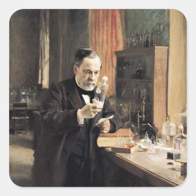 Sticker Carré Louis Pasteur dans son laboratoire, 1885 (Devant)