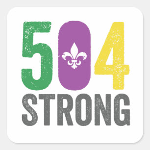 Sticker Carré Louisiana Strong 504 NOLA Strong Mardi Gras