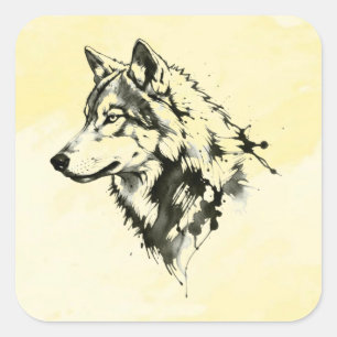 Sticker Carré Loup