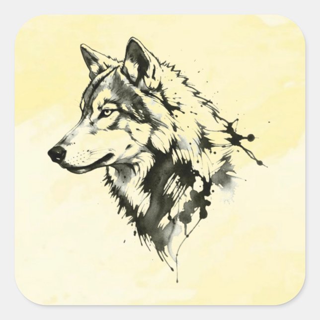 Sticker Carré Loup (Devant)