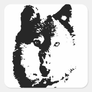 Sticker Carré Loup d'art pop