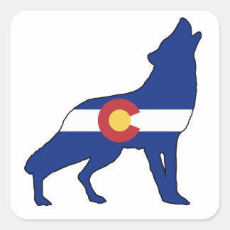 Sticker Carré Loup du drapeau du Colorado