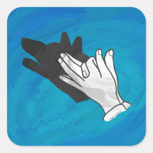 Sticker Carré Loup en bleu