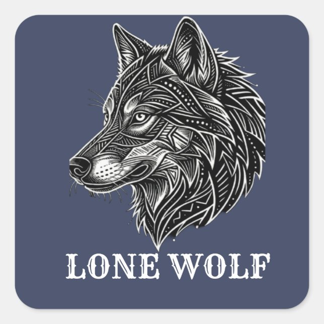 STICKER CARRÉ LOUP SOLITAIRE (Devant)