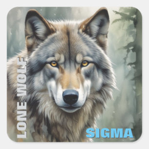 Sticker Carré Loup solitaire masculin de Sigma