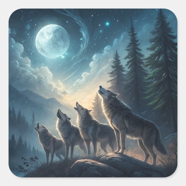 Sticker Carré Loups (Devant)