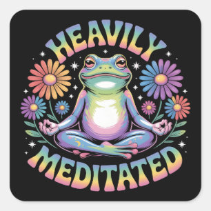Sticker Carré Lourdement Méditée - Yoga T-Shirt
