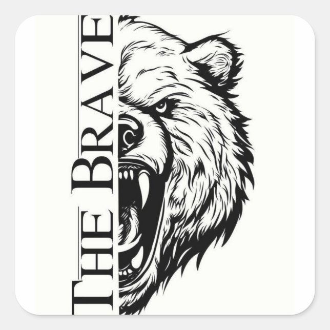 Sticker Carré L'Ours Brave (Devant)