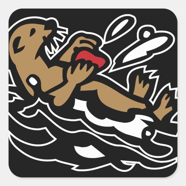 Sticker Carré Loutre de mer (Devant)