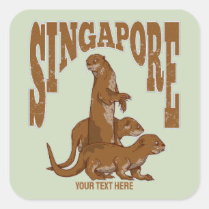Sticker Carré Loutres de mer Singapour